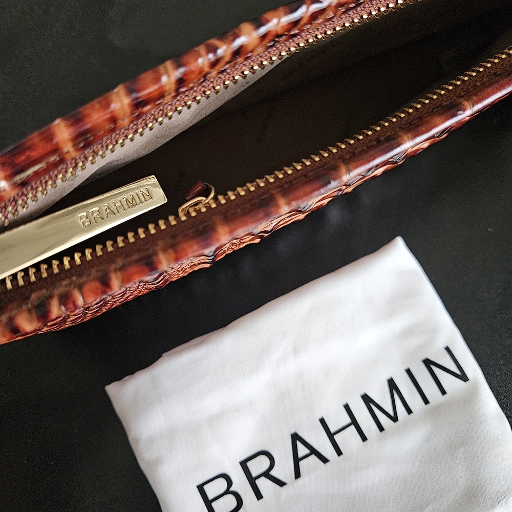 Brahmin Cognac Croc-Embossed Wristlet Clutch - Picture 7 of 7